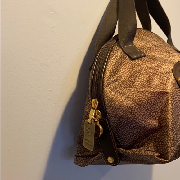 BORBONESE REDWALL Brown Nylon Satchel with Pouch - Picture 4 of 8